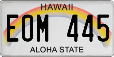 HI license plate EOM445