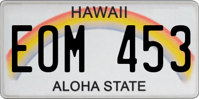 HI license plate EOM453
