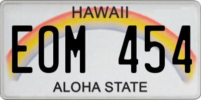 HI license plate EOM454