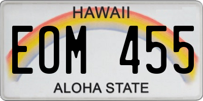 HI license plate EOM455