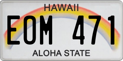 HI license plate EOM471