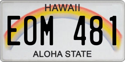 HI license plate EOM481