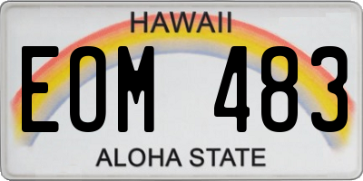 HI license plate EOM483