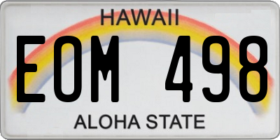 HI license plate EOM498