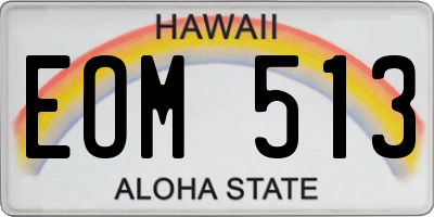 HI license plate EOM513