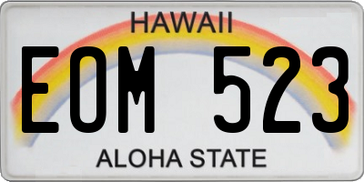 HI license plate EOM523