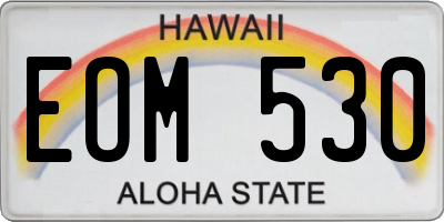 HI license plate EOM530