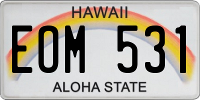 HI license plate EOM531
