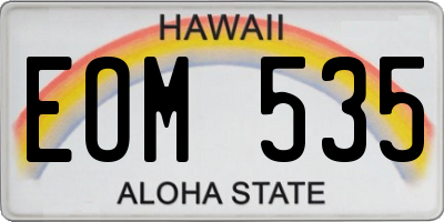 HI license plate EOM535