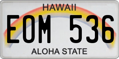 HI license plate EOM536