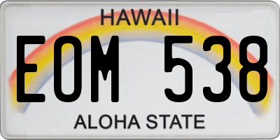 HI license plate EOM538