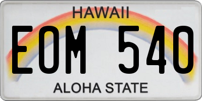 HI license plate EOM540
