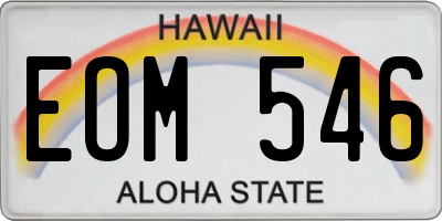HI license plate EOM546
