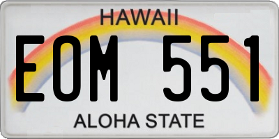 HI license plate EOM551