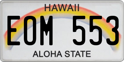 HI license plate EOM553