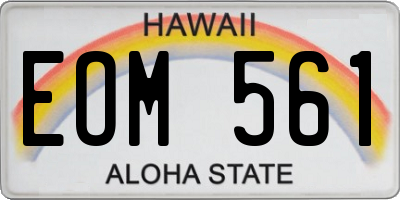 HI license plate EOM561