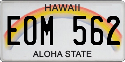 HI license plate EOM562