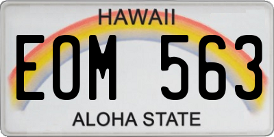 HI license plate EOM563