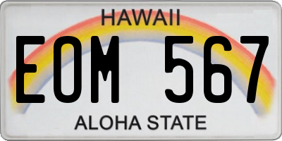 HI license plate EOM567