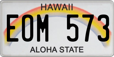 HI license plate EOM573