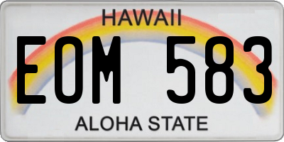 HI license plate EOM583