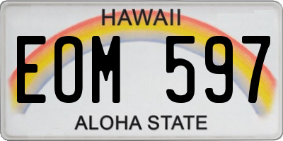HI license plate EOM597