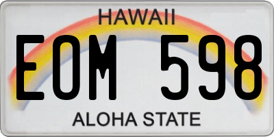 HI license plate EOM598