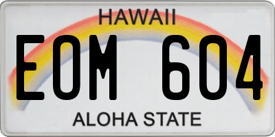 HI license plate EOM604