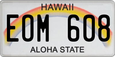 HI license plate EOM608