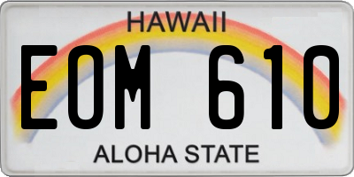 HI license plate EOM610