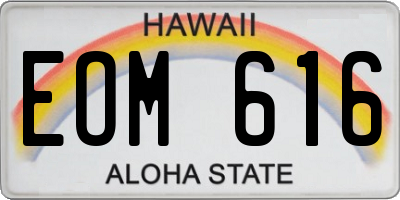 HI license plate EOM616