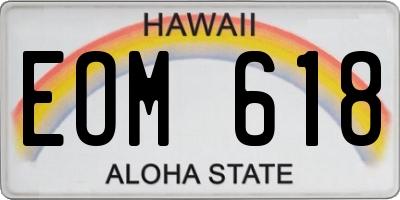 HI license plate EOM618