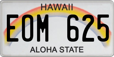 HI license plate EOM625