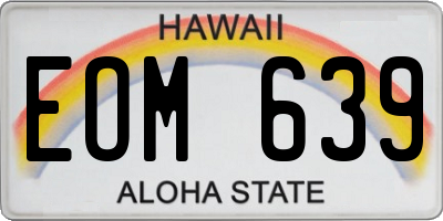 HI license plate EOM639