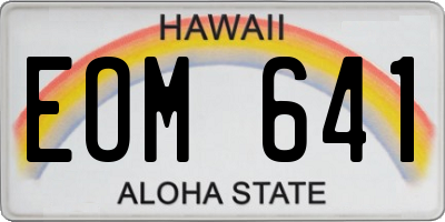 HI license plate EOM641