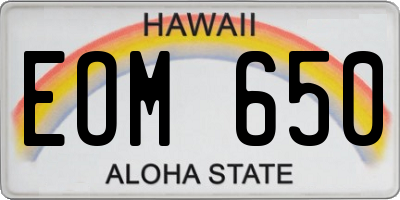 HI license plate EOM650