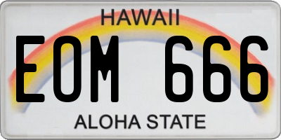 HI license plate EOM666