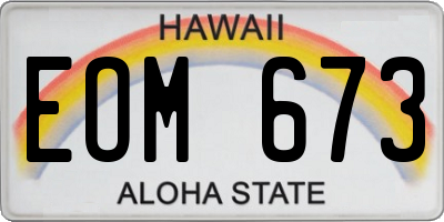 HI license plate EOM673