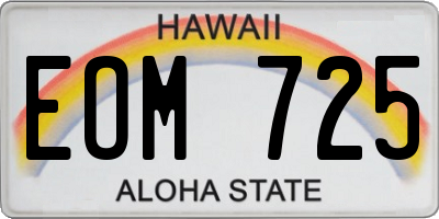 HI license plate EOM725