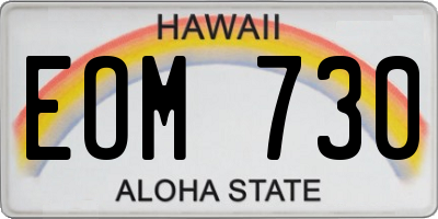 HI license plate EOM730