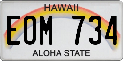 HI license plate EOM734