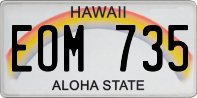 HI license plate EOM735