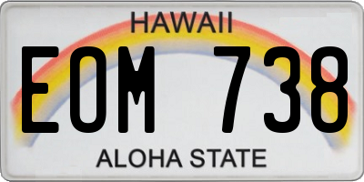 HI license plate EOM738