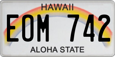 HI license plate EOM742