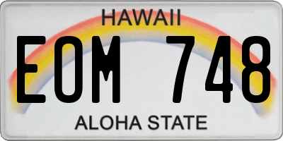 HI license plate EOM748