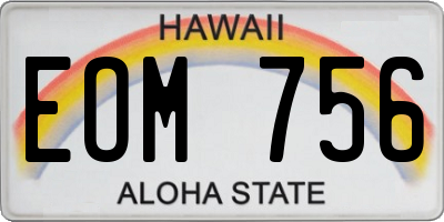 HI license plate EOM756