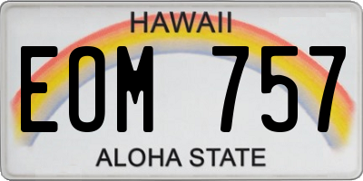 HI license plate EOM757