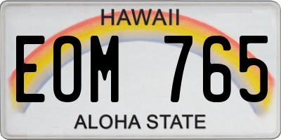 HI license plate EOM765