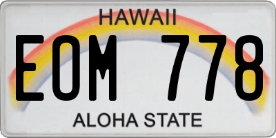 HI license plate EOM778