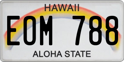 HI license plate EOM788